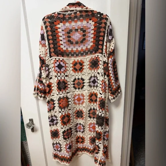 NWT Three Bird Nest Crochet Openwork Cardigan - Cream, Brown, Rust, Lavender - Picture 2 of 5